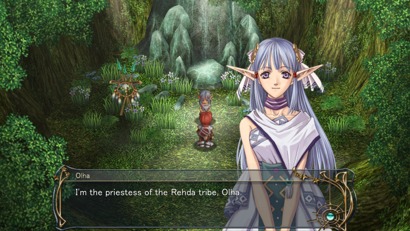 Adol’s saviour, the beautiful elf Redha priestess, Olha